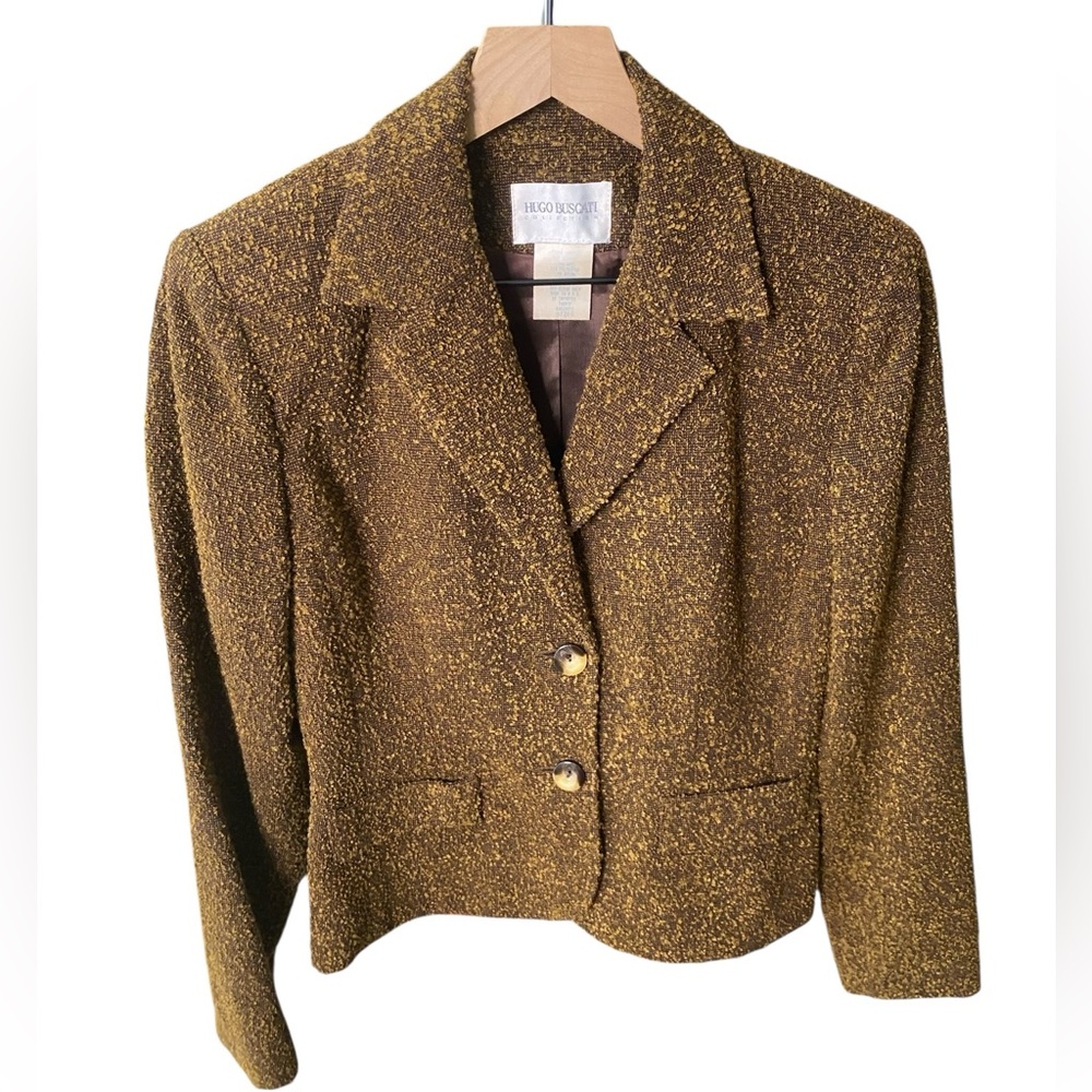 Hugo Buscati Women's Brown & Gold Textured Blazer